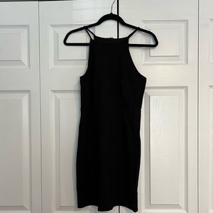 Black high neck mini dress